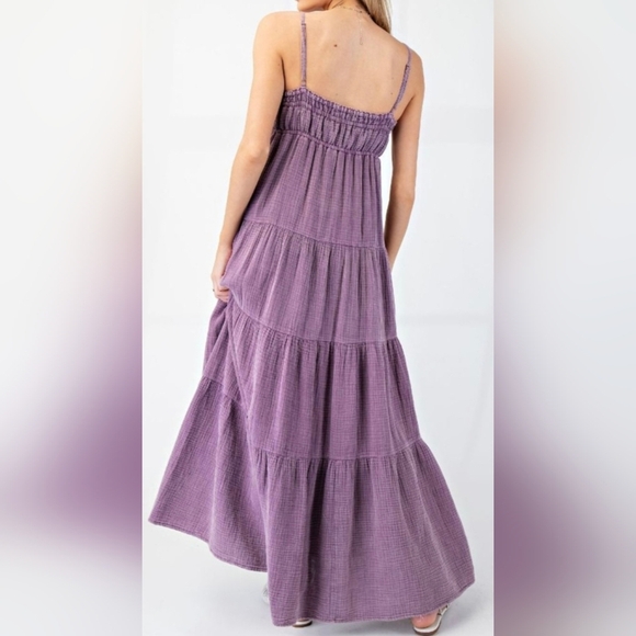 EASEL Mineral Washed Cotton Gauze  Maxi Dress #466-471 - Picture 6 of 12